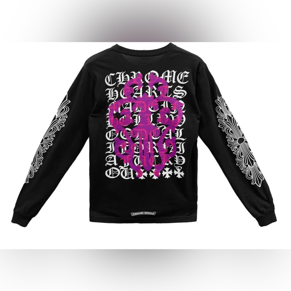 Chrome Hearts Pink Dagger Script Long Sleeve Tee